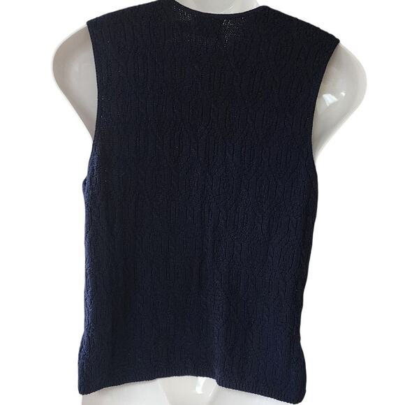 Van Heusen For Her Vintage 90's Navy Blue Cable Knit Sweater Vest Women's Small - Picture 2 of 7